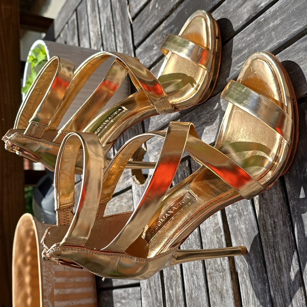 BCBG Maxazira Gold Platform Heels
